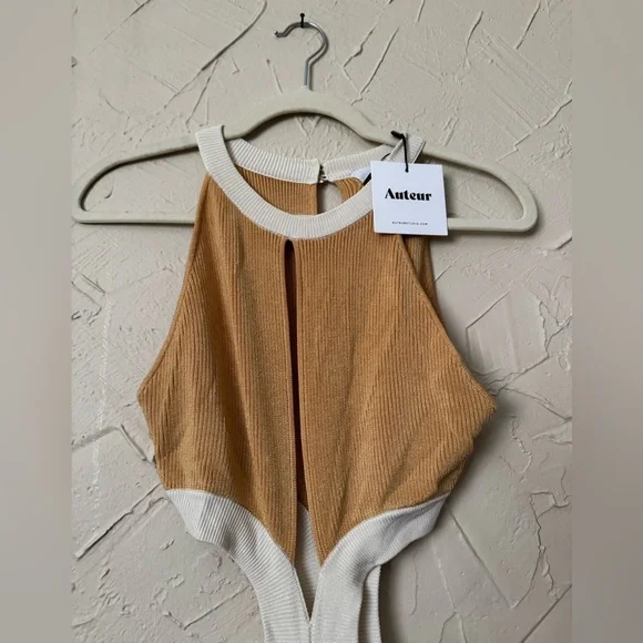 Auteur studio BRIDGET DRESS - CAMEL/CREAM size large - Picture 5 of 5